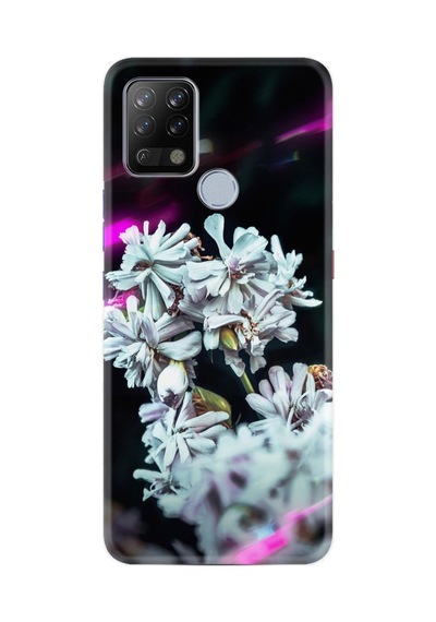 Tecno Pova Kılıf Resimli Desenli Silikon Platinium Series Beyaz Çiçekler 1888