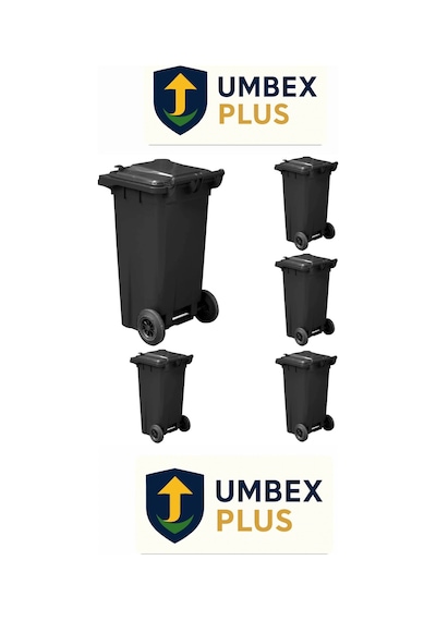 Umbex 5 Adet Plastik Çöp Konteynerı Çöp Kovası 120 Lt Isıya Karşı Dayanıklı 5 Adet Siyah