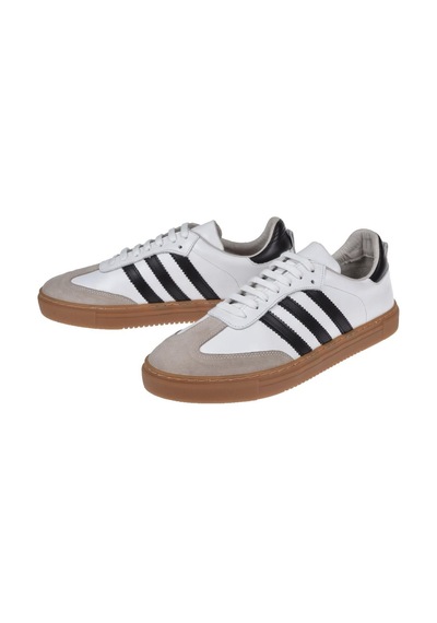 Floor Hakiki Deri Erkek Spor Ayakkabı Sneaker Mak-3030m Beyaz Siyah