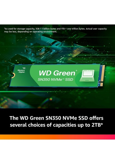 Ayrex Wd Green Sn350 500 Gb M.2 Nvme Ssd, 2.400 Mb/sn Okuma Hızı Ve 1.500 Mb/sn'ye Kadar Yazma Hızı