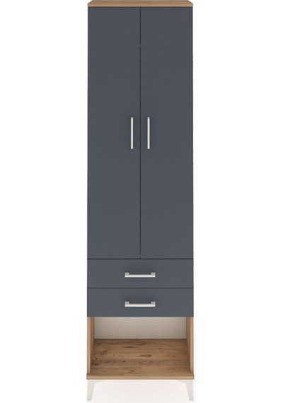 Arges Dolap 2 Raflı 2 Çekmeceli Tek Askılı 60x30x221 Çam-antr... Çam