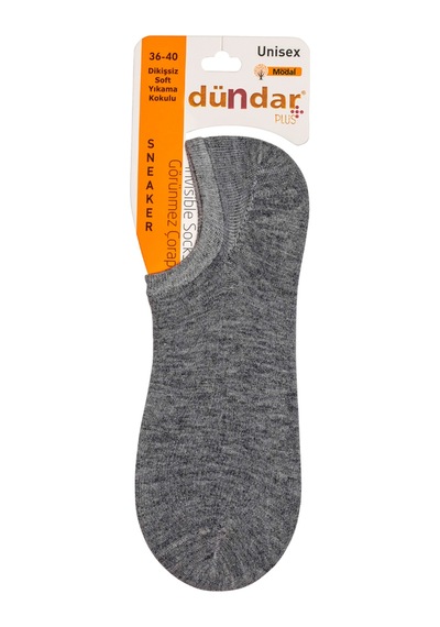 Dündar Çorap Unisex Gri Modal 6'lı Dikişsiz Sneaker Çorap