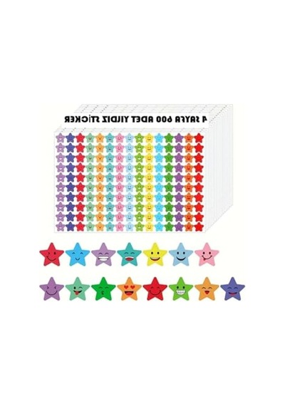 Yıldız Sticker Seti - 600 Adet Renkli Tebrik Stickerı Abanoz
