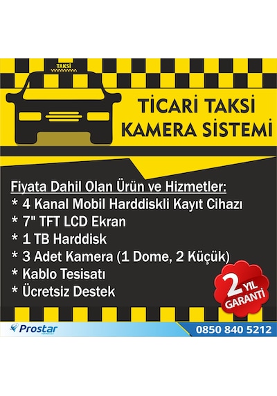 Ticari Taksiler Için 1 Tb Kayıtlı Kamera Sistemi Seti