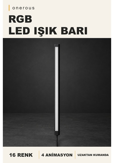 Onerous Rgb Led Led Işık, Uzaktan Kumandalı, 16 Renk, 4 Animasyon Çok Renkli