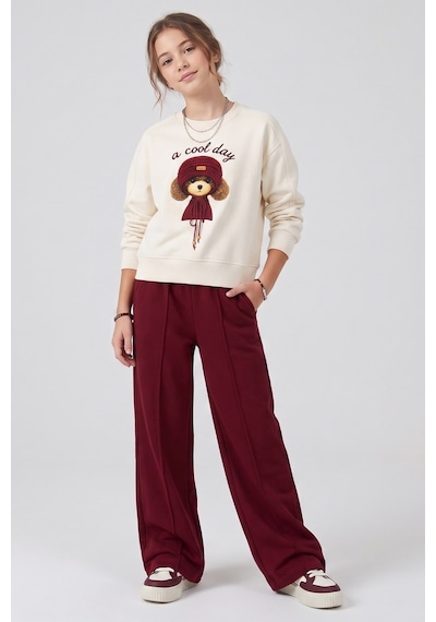 Minipomes 9-14 Yaş Kız Çocuk Cool Day Dog Üç İplik Sweatshirt Krem