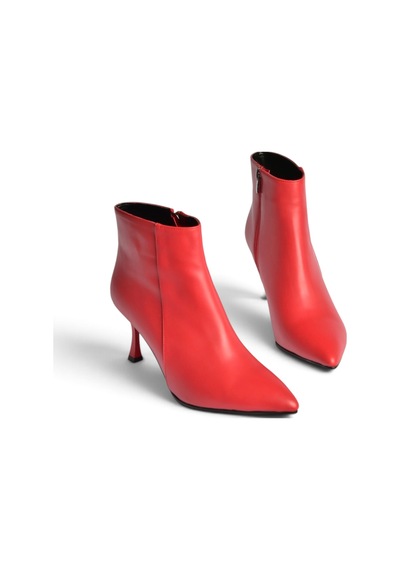Fox Shoes N282102109 Kırmızı İnce Topuklu Sivri Burun Kadın Bot