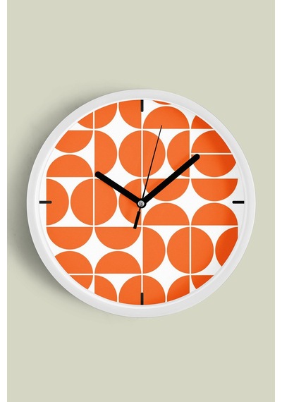 Soyut - Geometrik Temalı Modern Duvar Saati - 25cm - Önü Camlı Beyaz Kasa - Sessiz Mekanizma-jh0098 Beyaz