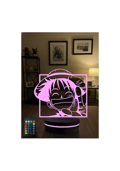 One Piece Luffy 3d Led Gece Lambası Rgb Kumandalı Anime Masa Lambası Dekoratif Gece Işığı