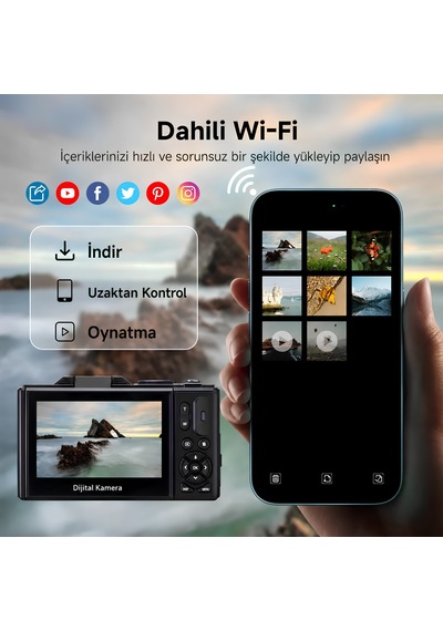 Castu Wd08 Pro 5k Ultra Hd 75mp Wi-fi 18x Dijital Zoom Menteşeli Ekranlı Dijital Kamera Siyah