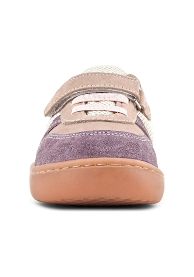 Rakerplus Bob Hakiki Deri Mor Pudra Barefoot Cırtlı Lastikli Bebek Sneaker Ayakkabı Mor