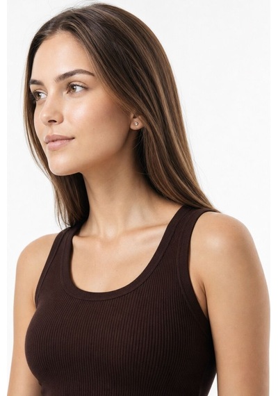 LOFT Slim Fit Kadın Atlet Kahverengi