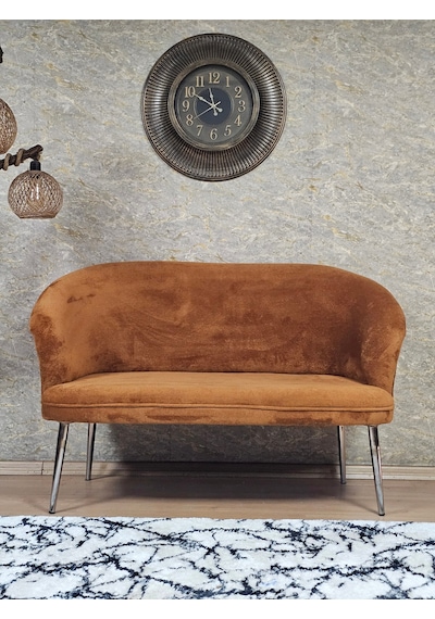 Zafir İkili Teddy Krom Kaplama Sivriltme Ayak Çay Seti Koltuk İkili Berjer , Balkon, Salon, Ofis Kiremit
