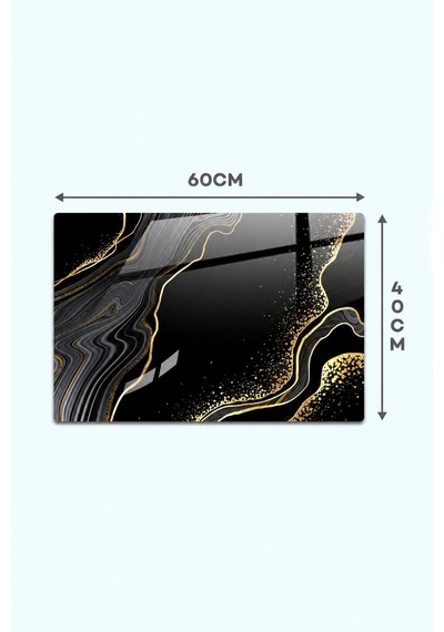 Gökçeoğlu Cam Ocak Arkası Koruyucu Cam Koruyucu Tezgah Ankastre Arkası Nero Gold 40cm X 60cm Çok Renkli