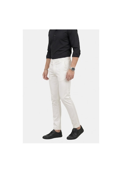 Deepsea Erkek Beyaz Modern Fit Likralı Kumaş Pantolon Günlük & Ofis Kullanımı 2602020