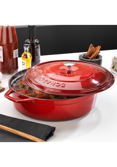 Schafer Guss Chef Döküm Basık Tencere 28 Cm Kırmızı