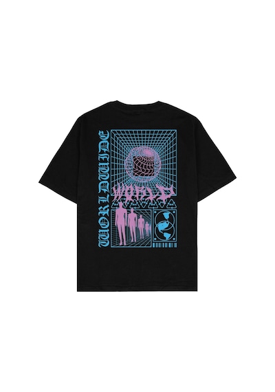 Adrift New World Siyah Oversize Unisex T-shirt Siyah