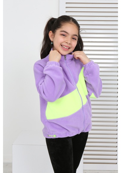Toontoy Kız Çocuk Dik Yaka Fermuarlı Renk Bloklu Reglan Kol Polar Hırka - Beli Ayarlanabilir Lastikli Lila Toontoy Kız Çocuk Dik Yaka Fermuarlı Renk Bloklu Reglan Kol Polar Hırka - Beli Ayarlanabilir Lastikli Lila