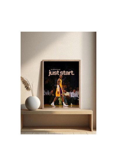 Kobe Bryant Doğal Ahşap Çerçeveli Tek Parça Dekoratif Tablo Çok Renkli - 819545307 Çok Renkli