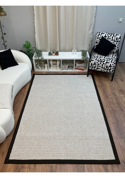 Saraz Halı Kumaş Bordür Gri Bukle Antrasit Bordür Halı Salon Koridor Mutfak Çocuk Odası Halısı Kilim S267 Kahve
