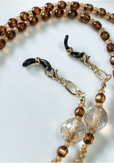 Gözlük Zinciri Gerçek Kristal Taşlı Thinblack Amber