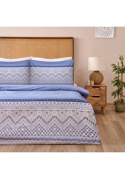 Soft Bumbac Çift Kişilik Nevresim Takımı - Mavi Renkli