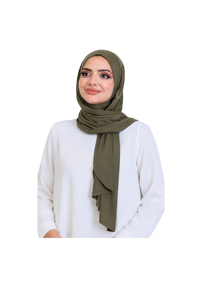 Modish Group Penye Boyun Kapamalı Şal Başörtü Hazır Giyim Turban Esnek Jersey Şal Haki