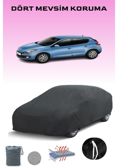 Siyah, Renault Megane 5 Kapılı 2014 - 2015, Araba Brandası, Oto Örtüsü, Araba Çadırı Siyah