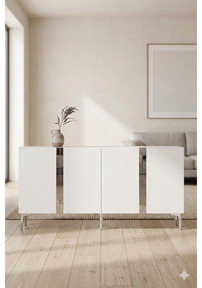 Ka1598bs Anka Konsol Ve Tv Sehpası Beyaz-silver 150cm