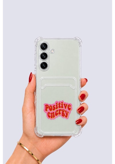 Samsung Galaxy Uyumlu S24 Kartlıklı Pozitif Enerji Desenli Kılıf Çok Renkli