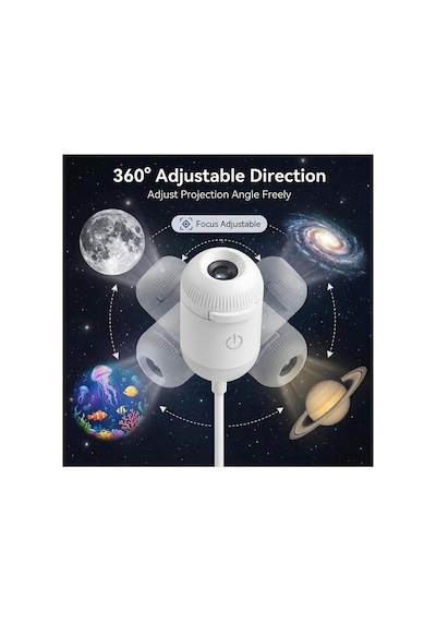 Uzay Gece Lambası Mini Projektör 6 Film Disk 360 Dönen Ay Aurora Kuzey Işıkları Tak Çalıştır Nebula