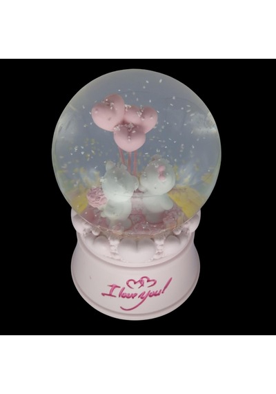 Romantik Love Bear Kar Küresi Müzikli Ve Işıklı 13cm