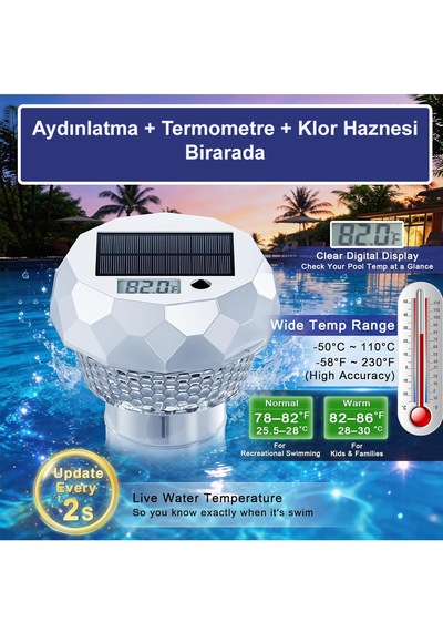 Greentech Water Güneş Enerjili Kumandalı Havuz Led Aydınlatma 1 Adet/gt-pl04