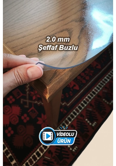 İzen 2,0 Mm Renksiz Buzlu Şeffaf Pvc Kalın Koruyucu Masa Örtüsü Cam, Lake, Mermerde Yapışma İzi Yapmaz