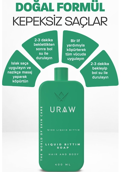 Uraw Saç Derisi Arındırıcı ve Kepek Karşıtı Sıvı Bıttım Sabunu 400 ML