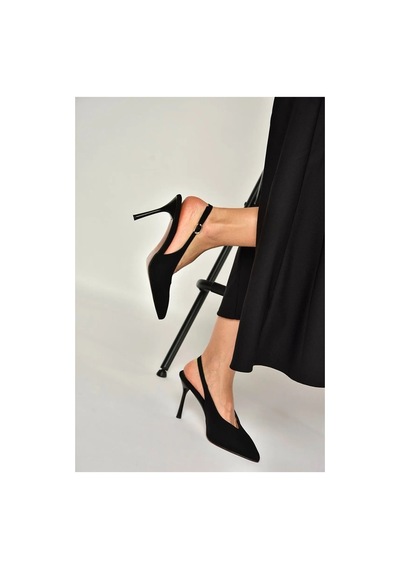 New Angel 905 Kadın Arkası Açık Stiletto Siyah