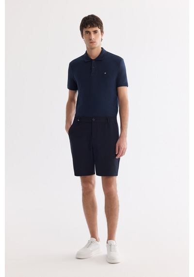 Avva Erkek Lacivert Yanı Lastikli Gofreli Relaxed Fit Chino Şort A61y3730