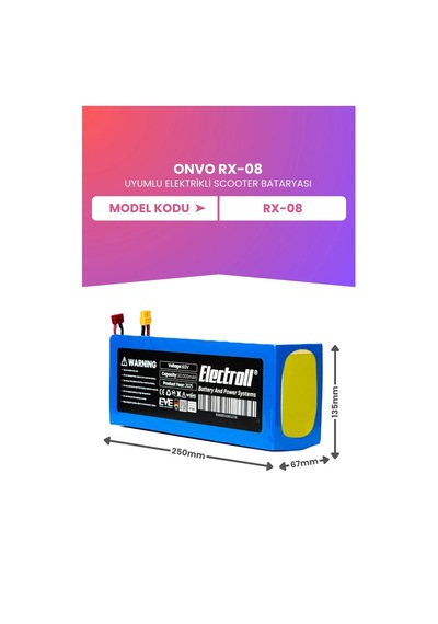 Onvo Rx-08 Uyumlu Batarya Maksimum Kapasite Batarya 60v 30ah Elektrikli Scooter Bataryası Çok Renkli