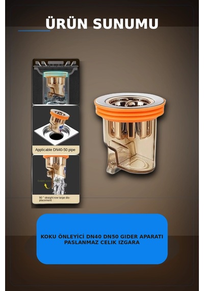 Bay Koku Onleyici Dn40 Dn50 Gider Aparati Paslanmaz Celik Izgarali Silikon Contali Sifon Bx-313423 Najmaddin