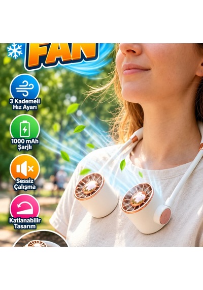 Katlanabilir Usb Şarjlı Taşınabilir Mini Fan 1000 Mah Sessiz Serinletici