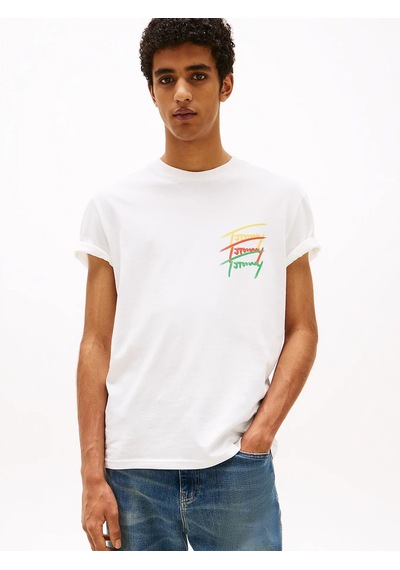 Tommy Hilfiger Tommy Hılfıger Erkek T-shırt Dm0dm20771-ybl Beyaz