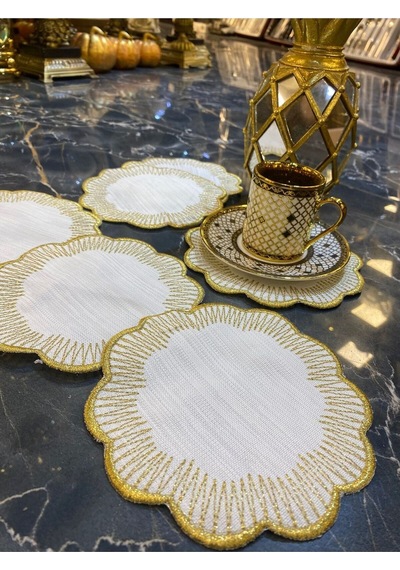 Shems Gold 6'lı Linen Keten Kokteyl Kahve Yanı Sunum Peçetesi
