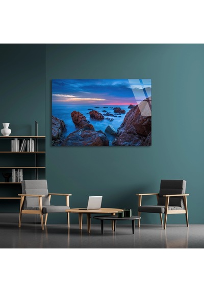 Kayalık Sahil - Cam Tablo - Deg1325 90 X 60 Cm