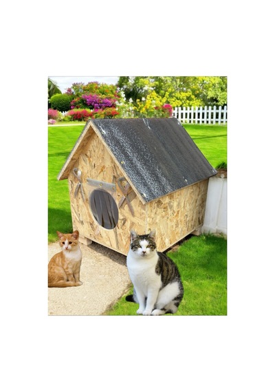 Kedi Yuvası Kedi Evi Kedi Barınağı 2 Kedilik Su Ve Isı Yalıtımlı 40x45x45cm