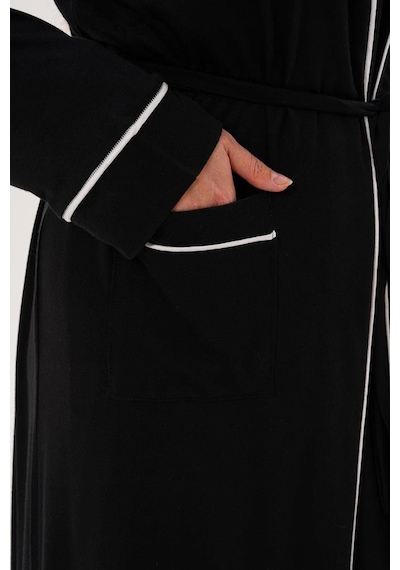 Mecit Pijama Mecit 6309 Siyah Kadın Uzun Sabahlık