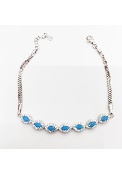 Oriental Kuyumculuk Jewellery Firüze Taşlı Gümüş Bileklik Mavi