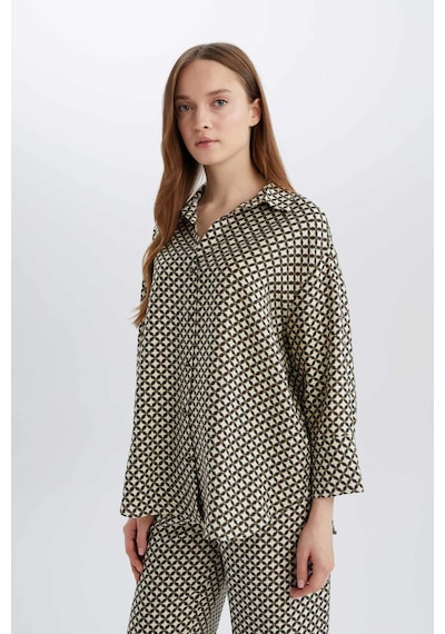 DeFacto Regular Fit Desneli Uzun Kollu Gömlek C3818AX25SPBK81