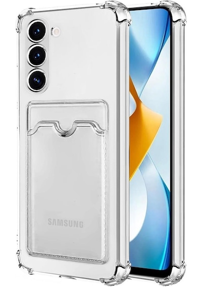 Kvy Samsung Galaxy Uyumlu S23 Plus Kamera Korumalı Kartlıklı Setra Şeffaf Silikon Kılıf