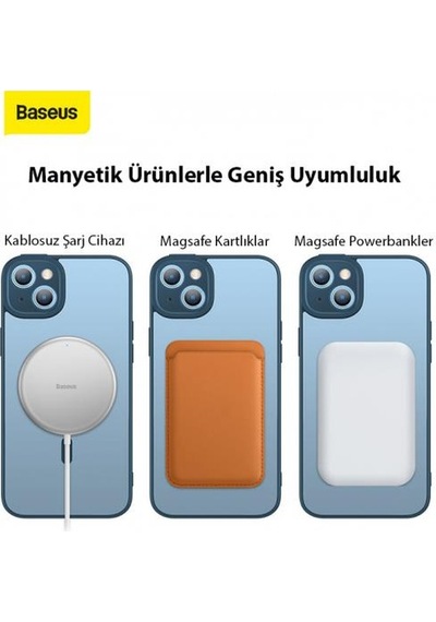 Baseus Kamera Korumalı Magsafe Uyumlu Apple iPhone 14 Plus Kılıf Ve Ekran Koruyucu Set Phone