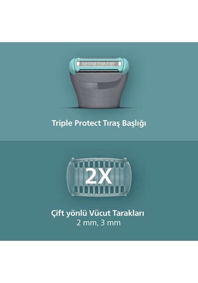 Philips Vücut Bakım 3000 Serisi Duşa Uygun, Hassas Bölge Ve Vücut Tıraş Makinesi - Bg3480/15